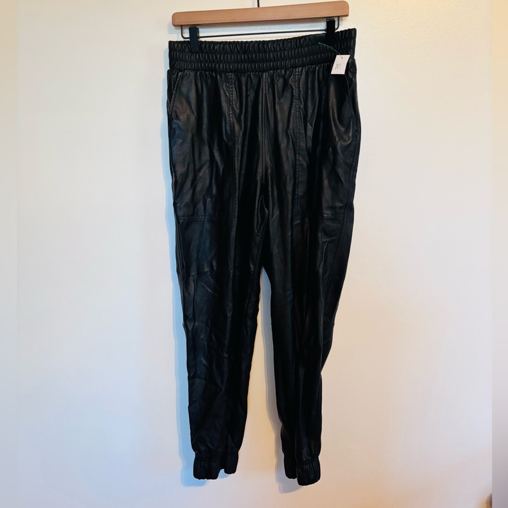 Calia black faux leather jogger pants with elastic waistband size medium